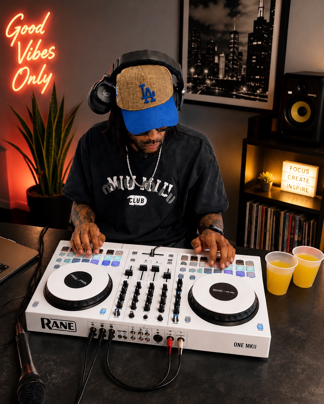 DJ ShmartWun performing on a white RANE ONE MKII controller